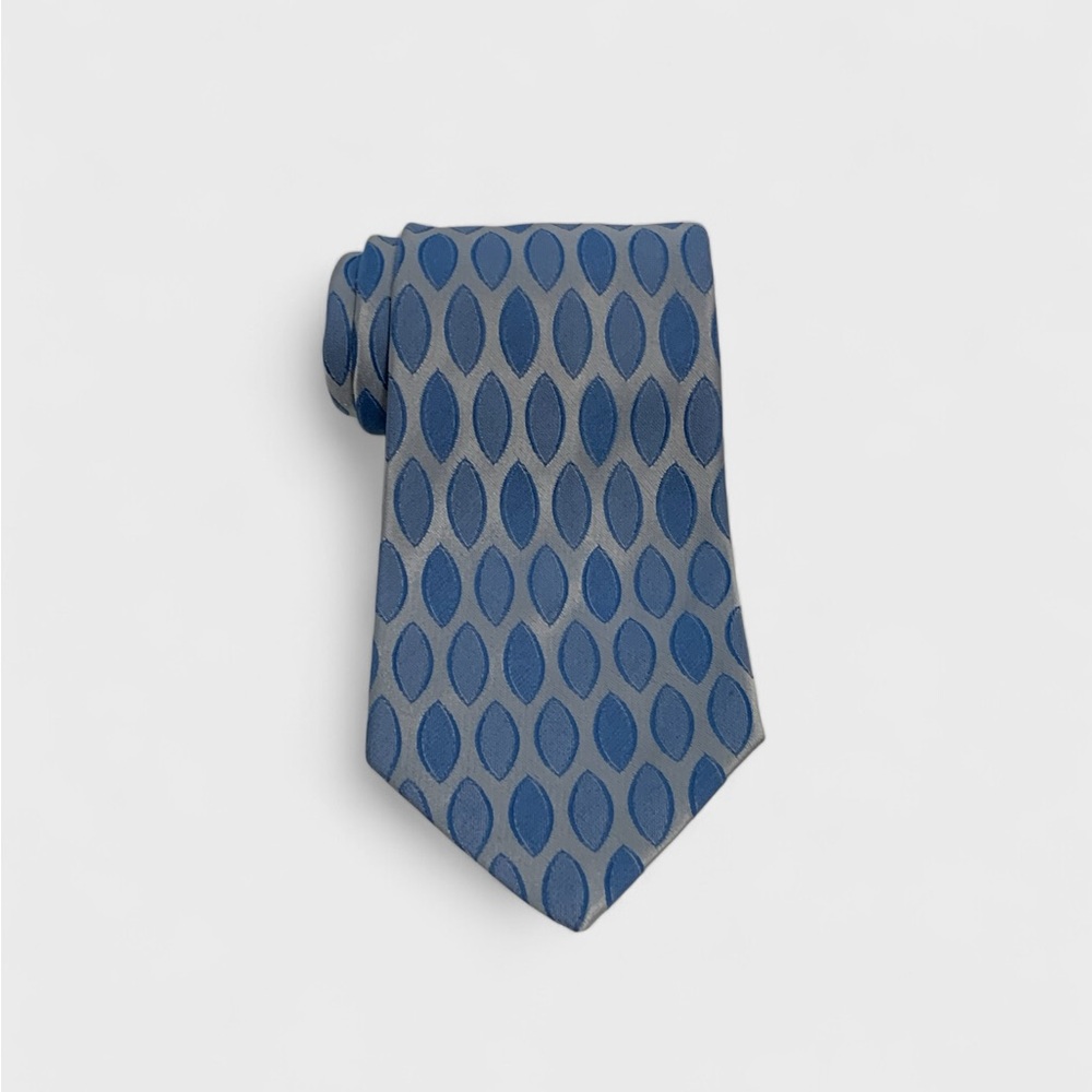 Vintage 70’s Louis Feraud Two-Tone Silk Jacquard Tie In Light Blue